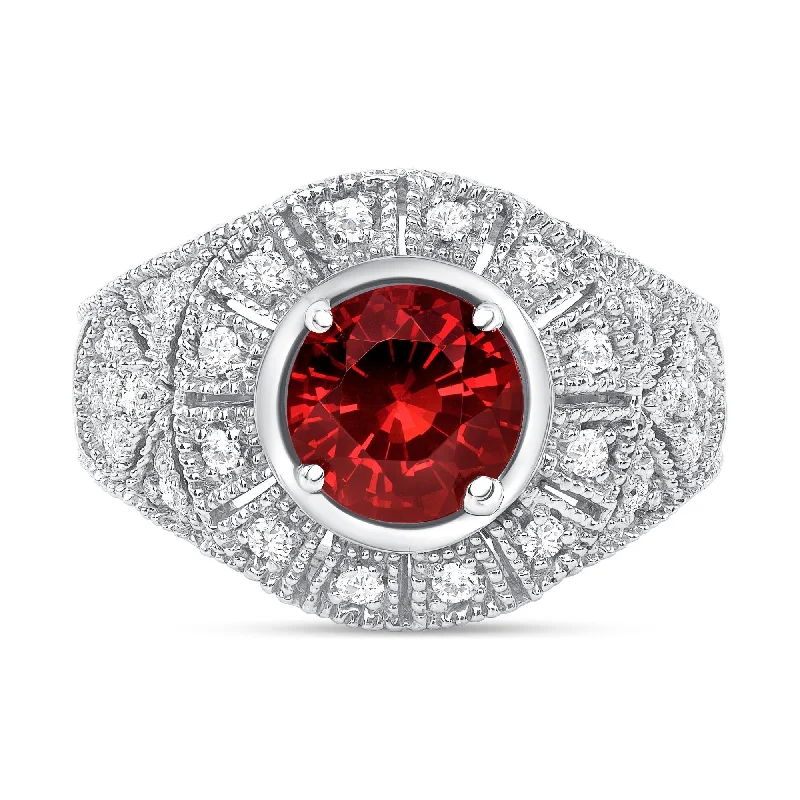 1.86 ct Spessartite Garnet and Diamond Ring in 14k White Gold