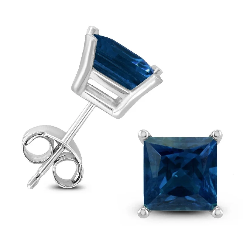 Marquee 14K White Gold 5MM Square Sapphire Earrings