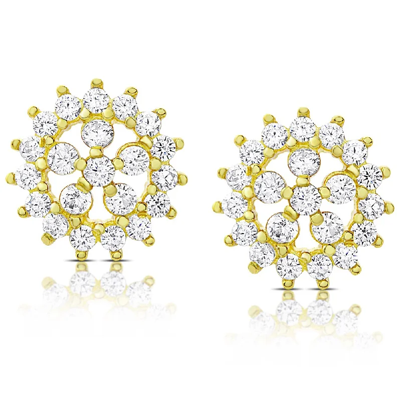 Dolce Giavonna Gold Over Silver or Sterling Silver Cubic Zirconia Stud Earrings