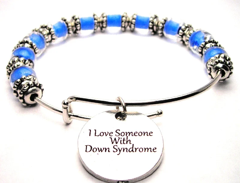 I Love Someone With Down Syndrome 9mm Glass Beaded Single Bracelet