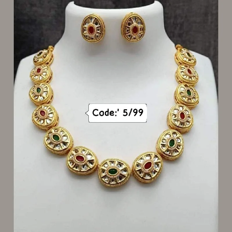 FS Collection Gold Plated Pota Stone Necklace Set