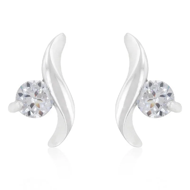 Twisting Solitaire Cubic Zirconia Earrings - 13 Mm L X 7.5 Mm W X 5 Mm H