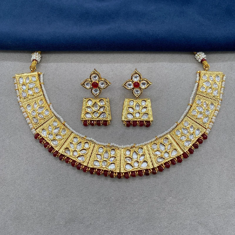 Amoliya Jewels Gold Plated Polki Kundan Necklace Set