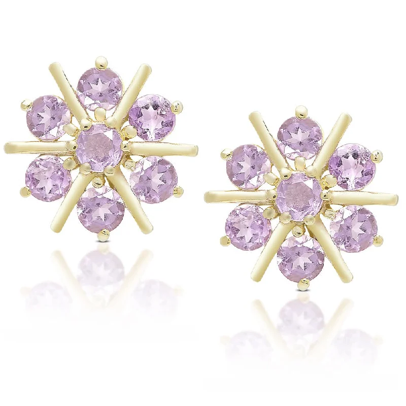 Dolce Giavonna Gold Over Sterling Silver Gemstone Flower Stud Earrings