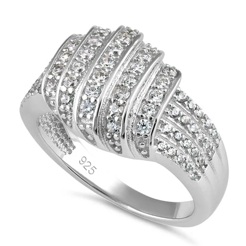 Sterling Silver Elegant Pave Ring