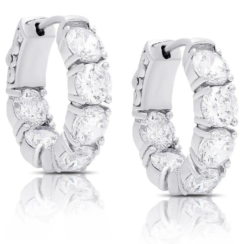 Dolce Giavonna Sterling Silver Cubic Zirconia Hoop Earrings