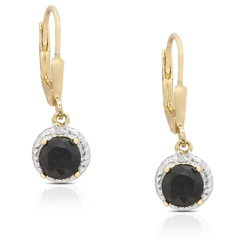 Dolce Giavonna Gold Over Sterling Silver Sapphire and Diamond Accent Circle Design Leverback Earrings