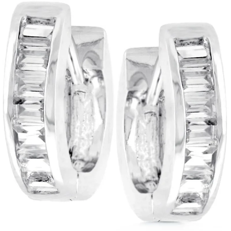 Baguette Huggie Earrings Sleek And Versatile Jewelry Perfect For All Occasions - 14.6 (mm) X 4.2 (mm) X 2.5 (mm)