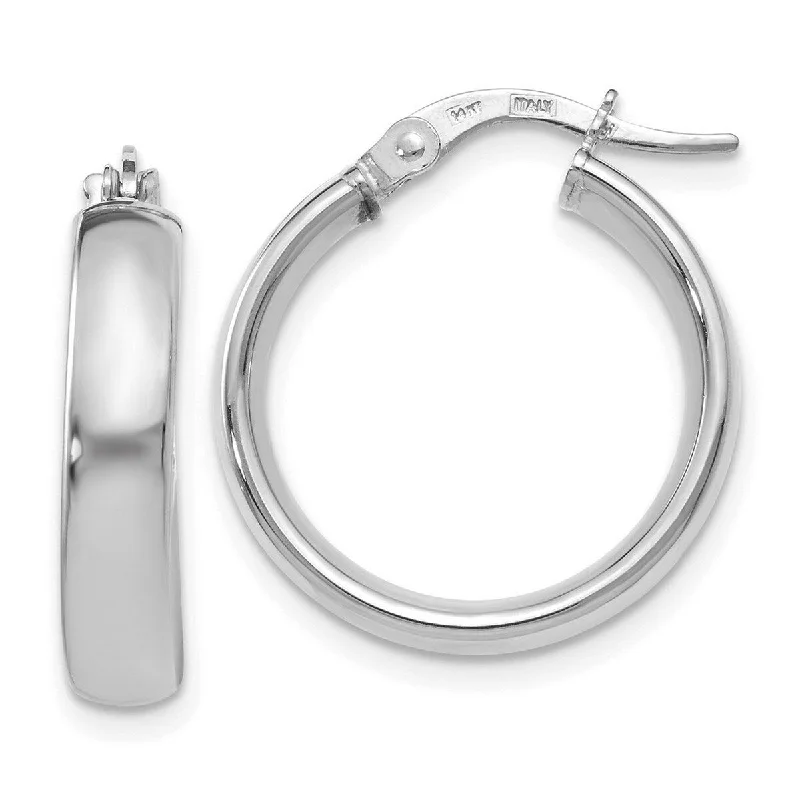 Curata 14k White Gold Polished Domed 20.5x4mm Classic Hoop Earrings