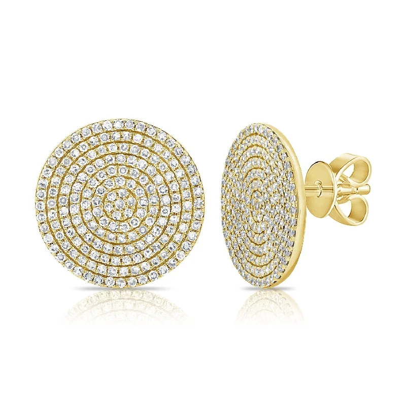 Joelle Diamond Pave Disc Stud Earrings 1 1/5 Cttw. 14K Gold