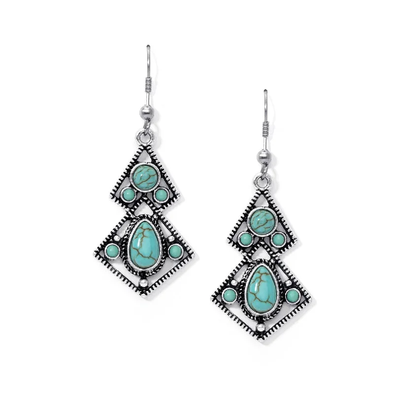 Silver Plated Simulated Turquoise Earrings