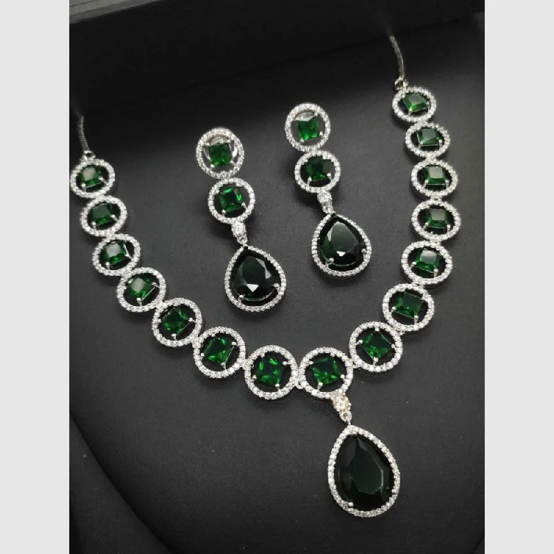 Aamrapali Silver Plated AD Necklace Set