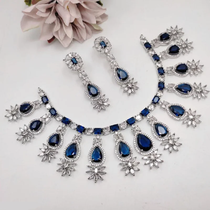 Aamrapali Silver Plated AD Necklace Set