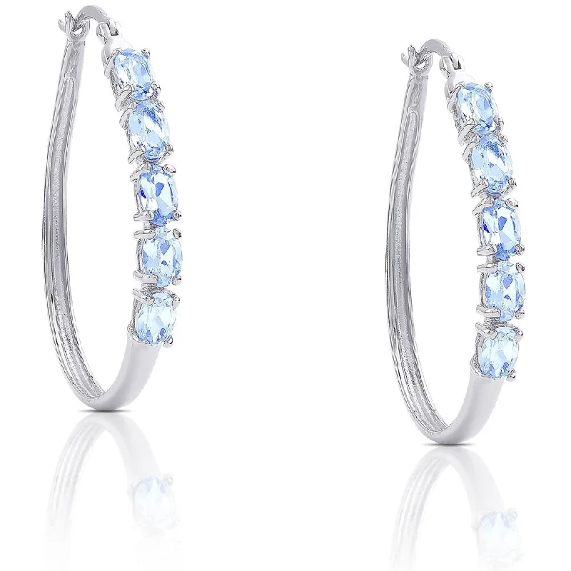 Dolce Giavonna Simulated Topaz Hoop Earrings