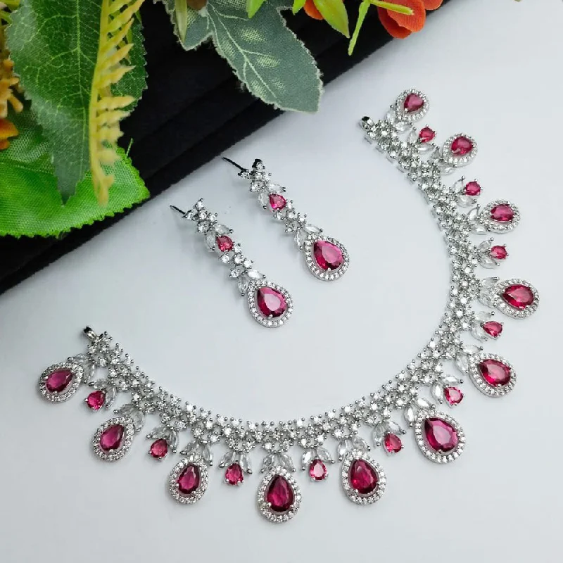 Aamrapali  Silver Plated American Diamond Necklace Set