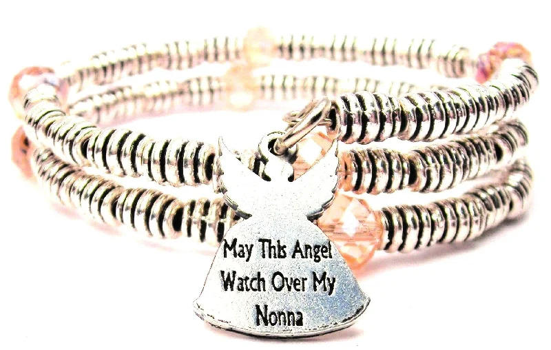 May This Angel Watch Over My Nonna Curly Coil Wrap Style Bangle Bracelet